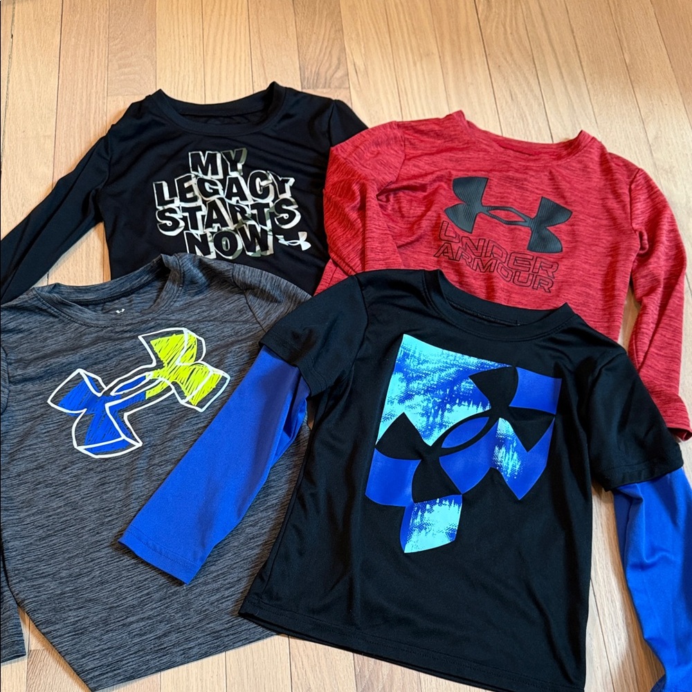 Set of Under Armour Kids Long Sleeve Tees - Black, Red, Gray, Blue